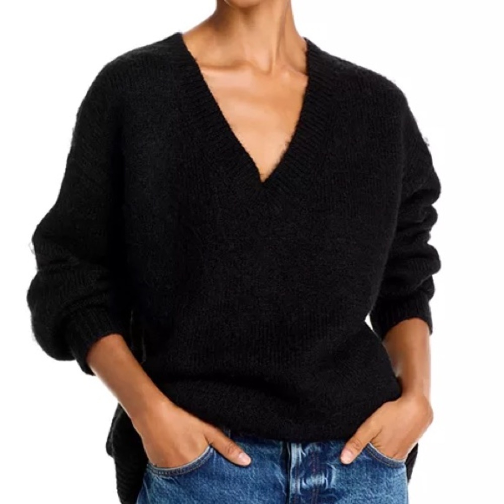 FRENCH CONNECTION Black Wool Blend Fluffy Knit Sweater Women’s Size Large L